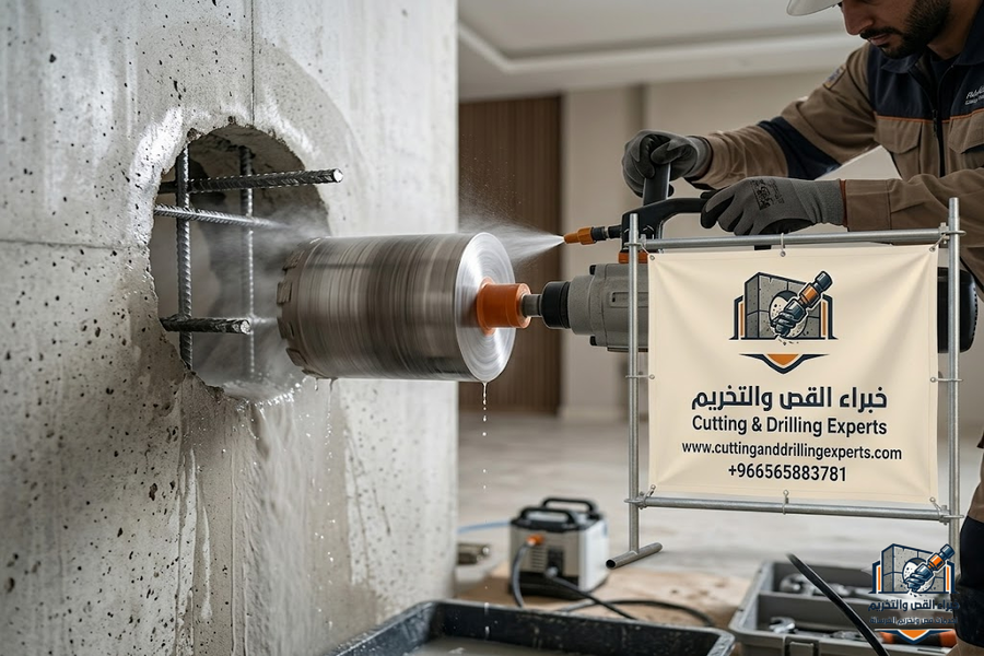 مقاول فتح كور مكيفات مكة باستخدام الكور الماسي لتنفيذ فتحات المكيفات السبليت والمركزي والدكت بدقة عالية وبدون تكسير